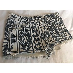Black and white tribal shorts